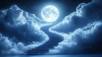 Stairway to the Moon Above Clouds
