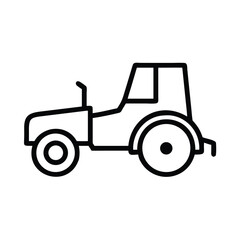 Simple Line Art Illustration of a Farm Tractor