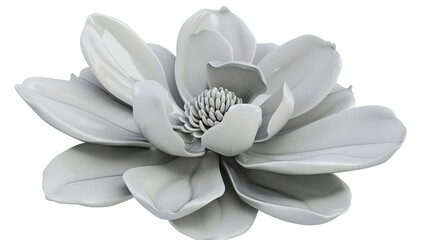 Fototapeta premium A beautiful magnolia flower stands out in a stunning display, isolated on a pristine white background. The magnolia's large, delicate petals and soft, creamy color create a visually appealing and eleg