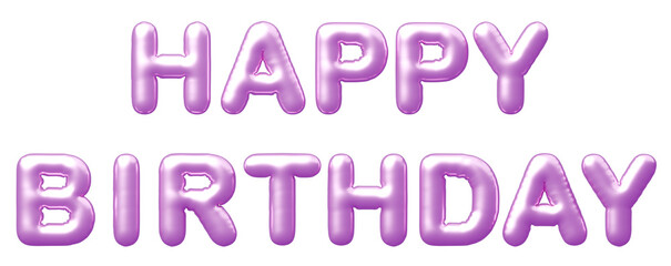 3D画像_風船_HAPPY BIRTHDAY_紫