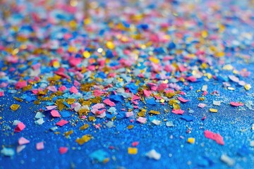Confetti explosion on blue