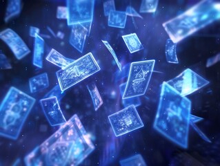 Futuristic technology interface elements floating in the digital space