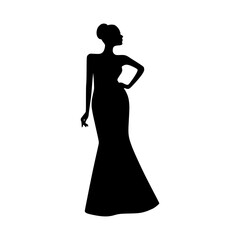 Elegant Silhouette Woman in Evening Gown