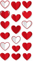Red Heart Collection: Vector Love Icons AI Generated