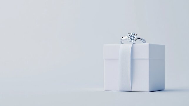 Elegant diamond ring in white gift box