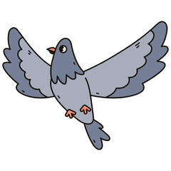 Cute Pigeon Cartoon Illustration on White Background. Vector Character Design.