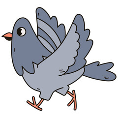Cute Pigeon Cartoon Illustration on White Background. Vector Character Design.