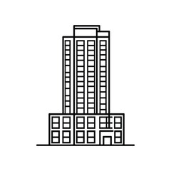 Naklejka premium Modern Skyscraper Building Outline, City Architecture Icon, Minimalist Line Art Style
