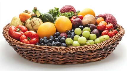 Harvest basket filled with fresh organic produce.