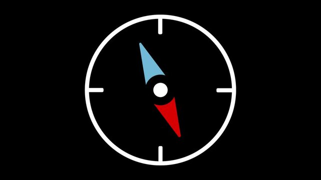 Compass Animation on black background 