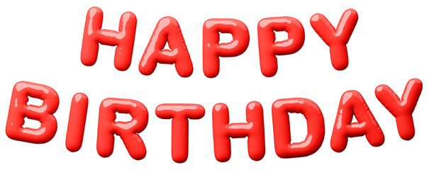 3D画像_風船_HAPPY BIRTHDAY_赤