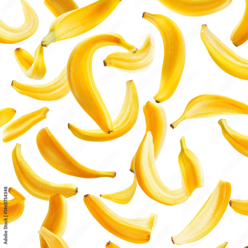 Aufkleber Vibrant seamless pattern of yellow bananas on a clean backdrop for graphic design and printing projects using isolated assets