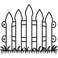 Simple Black and White Illustration of a Wooden Fence