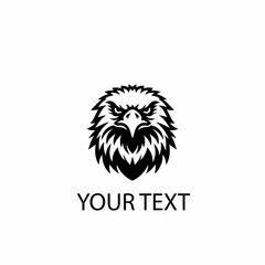 Eagle Head Logo – Monochrome Bird of Prey Vector on Isolated White Background