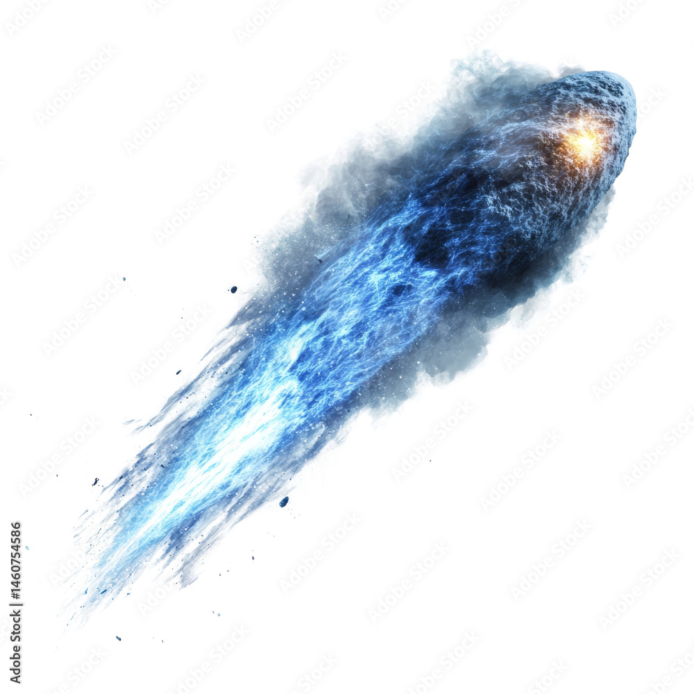 Poster celestial ice comet hurtling through the emptiness, a dramatic spectacle of frozen speed