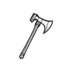 Outline Battle Axe with a Transparent Background for Digital Design