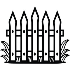 Simple Black and White Wooden Fence with Grass