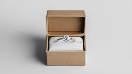 Elegant diamond ring in a kraft box