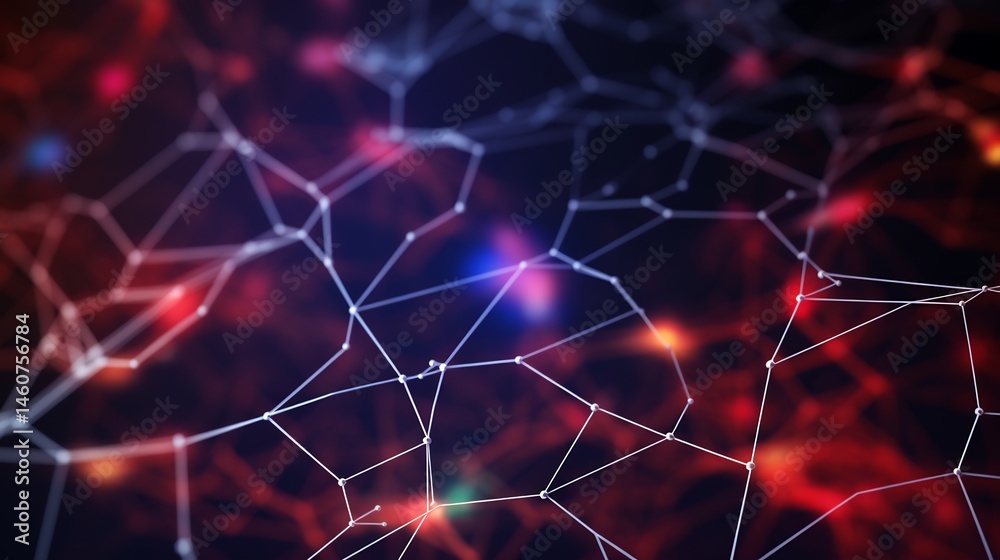 Poster interconnected network abstract background with glowing nodes and lines