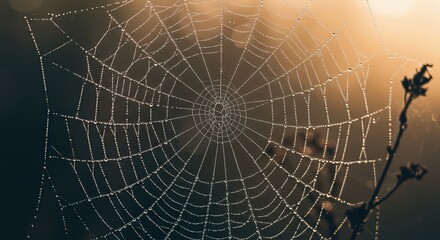 Morning Dew on Spiderweb: A Nature's Masterpiece