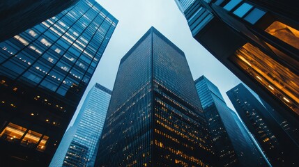 The symphony of skyscrapers reaches towards the heavens in a contemporary urban landscape