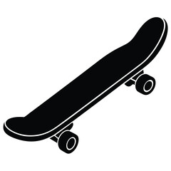 Black Silhouette Isometric Skateboard Illustration