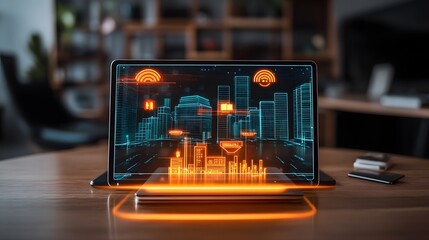 Smart city digital overlay on tablet