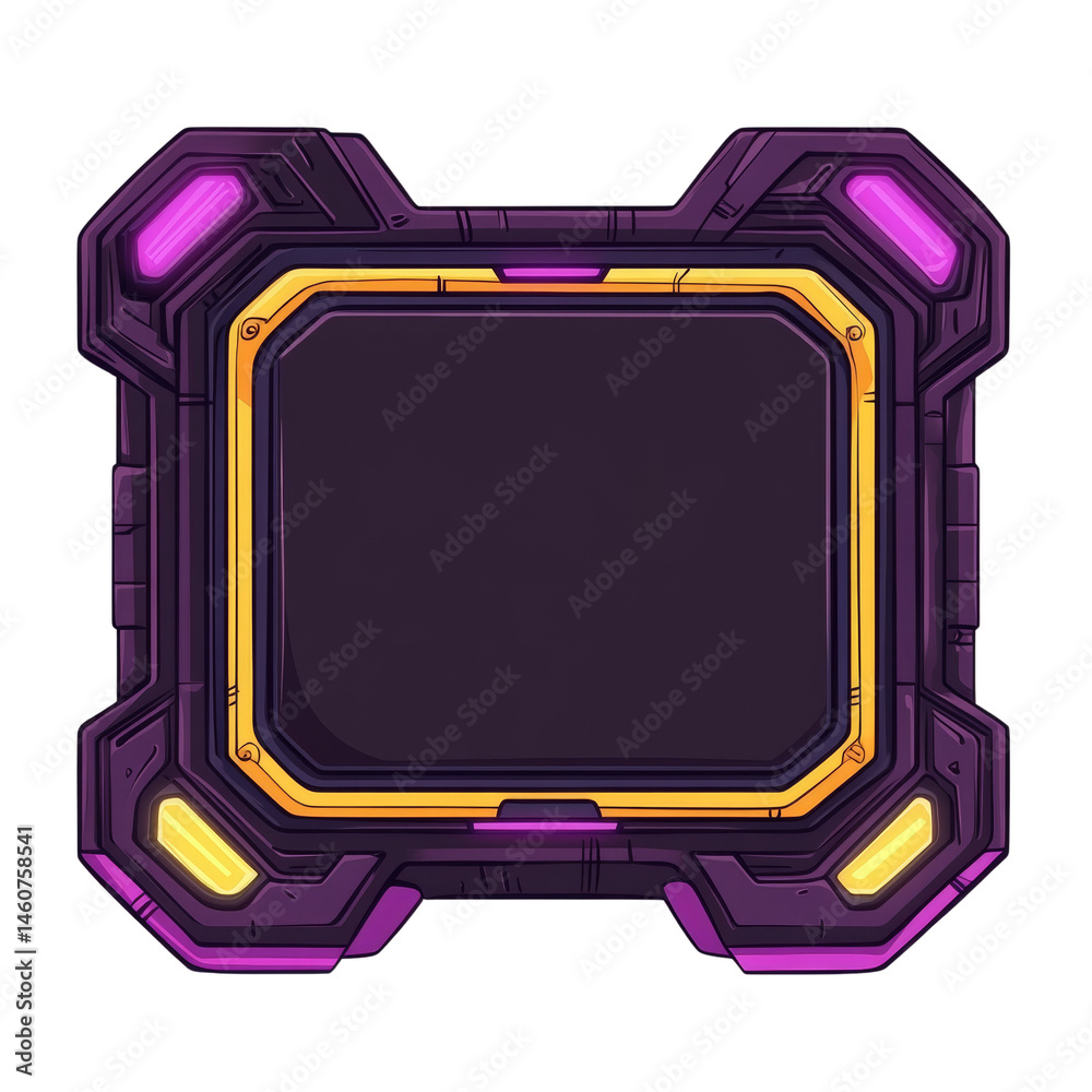 Aufkleber futuristic display panel with neon accents, isolated on a transparent background