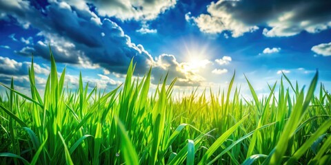 Obraz premium Double Exposure: Azure Sky & Lush Green Meadow - Surreal Nature Photography