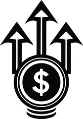 Premium quality money icon featuring a dollar sign silhouette logo icon vector illustration, money icon featuring a dollar sign line art black color vector art design