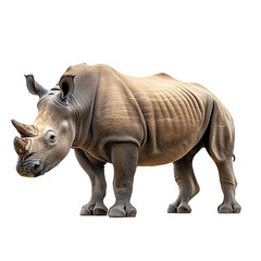 Obraz premium A huge rhinoceros, a horned mammal isolated on a transparent background