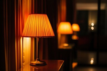 Warm table lamps, muted ambiance