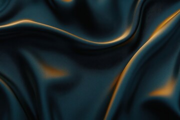 Deep teal silk,  draped in elegant folds, highlighting golden highlights