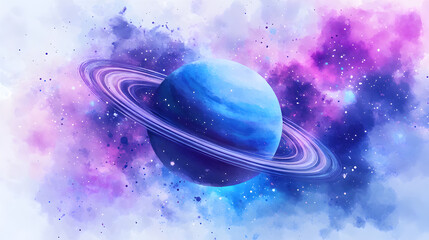Cosmic Watercolor Planets – Galaxy and Nebula Illustration