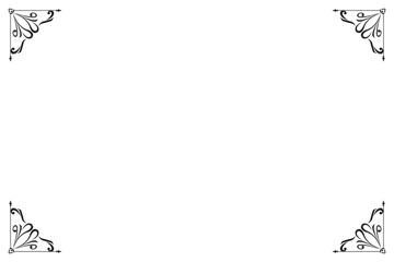 Obraz premium Elements of ornate vintage frames. Border black on white classic calligraphy swirls, floral motifs. Design print for greeting cards, wedding invitations, restaurant menu, royal certificates. Set 20 