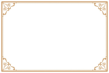 Elements of ornate vintage frames. Border gold on white classic calligraphy swirls, floral motifs. Design print for greeting cards, wedding invitations, restaurant menu, royal certificates. Set 19
