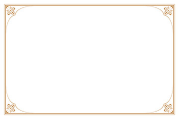 Elements of ornate vintage frames. Border gold on white classic calligraphy swirls, floral motifs. Design print for greeting cards, wedding invitations, restaurant menu, royal certificates. Set 5
