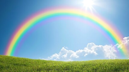 Naklejka premium rainbow over green grass