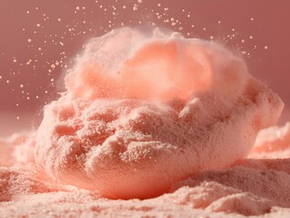 Fototapeta premium pink fluffy cloud, dark background, soft texture, dreamy scene, surreal composition