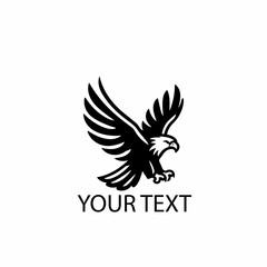 Flying Eagle Logo – Monochrome Bird of Prey Vector on Isolated White Background

