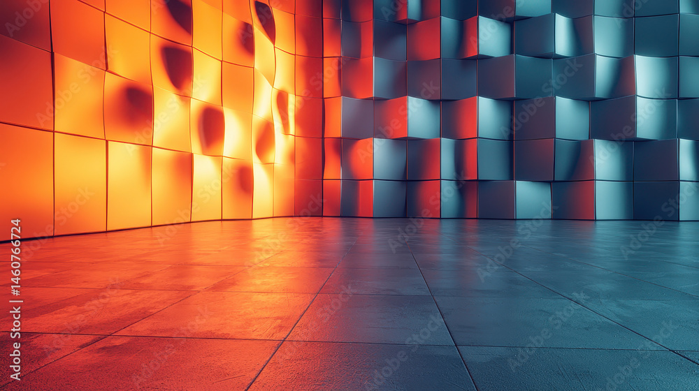 Poster abstract 3d modulated background showcases realistic 4k side angle view with dynamic o visual effect