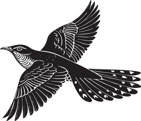 Flying Cuckoo silhouette vector design with white background. 