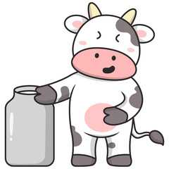 Cute Cow Cartoon Character. Vector Illustration on White Background.