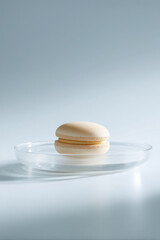 minimalist burger displayed on transparent plate showcasing intricate texture of bun