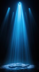 Mysterious  light beams illuminating a dark cavern.