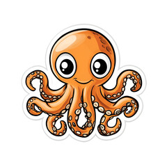 Fototapeta premium Playful octopus sticker design underwater scene digital art vibrant colors close-up fun concept