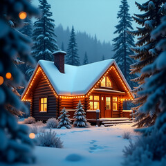 christmas house in the forest