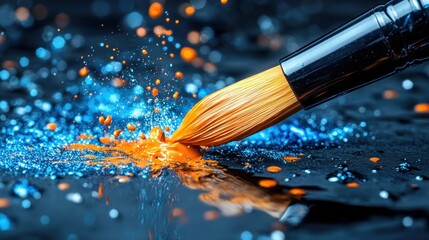 Fototapeta premium Vibrant brushstroke unleashing creative expression with dynamic paint splash
