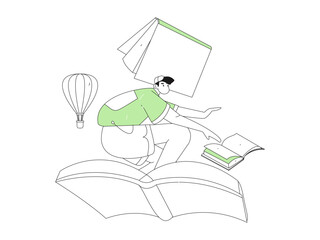 Character reading quietly vector concept operation hand drawn illustration
