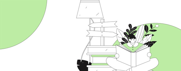 Character reading quietly vector concept operation hand drawn illustration
